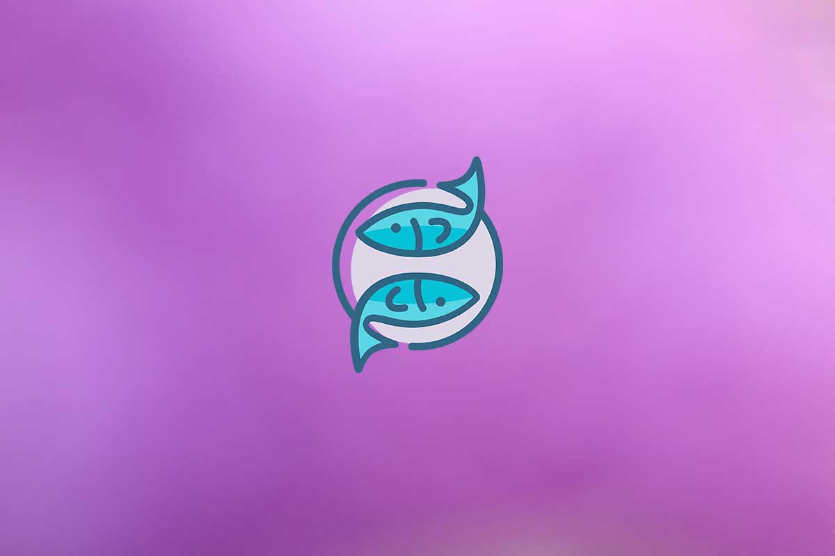 The Pisces sign with a purple background
