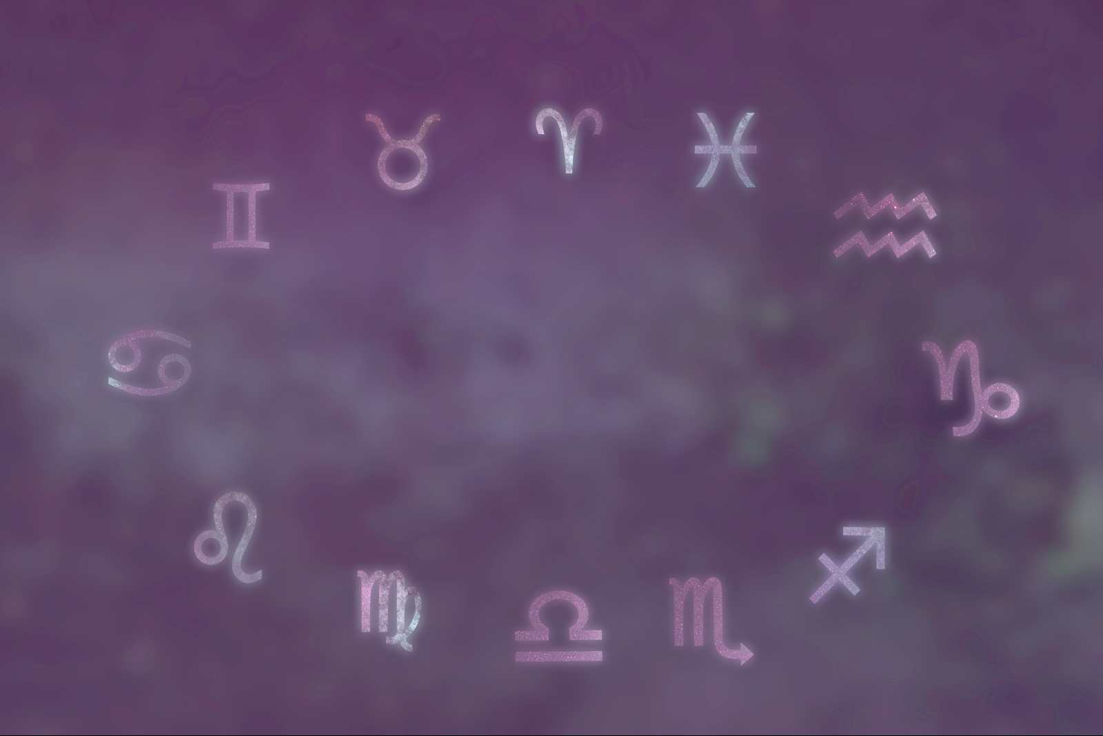 Les 12 signes du zodiaque dans un cercle avec une teinte rose