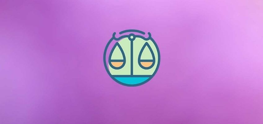 The Libra sign with a purple background